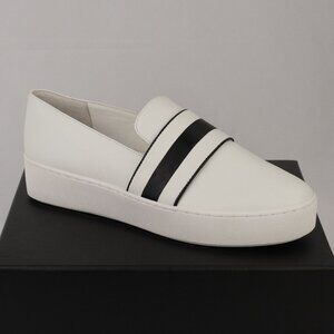Michael Kors White Striped Slip-On Sneakers, White/Black, US 10 (IT 40)